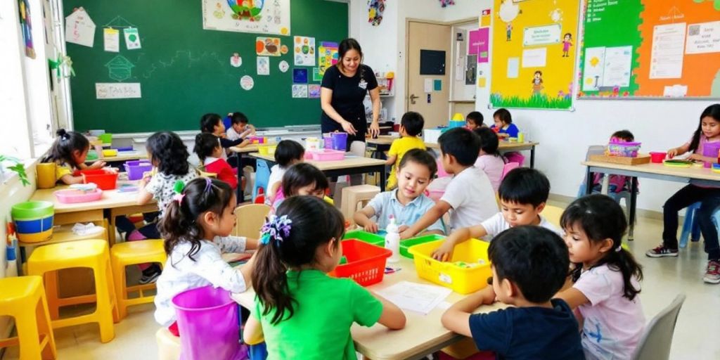 Anak-anak belajar di kelas BP PAUD Bali.